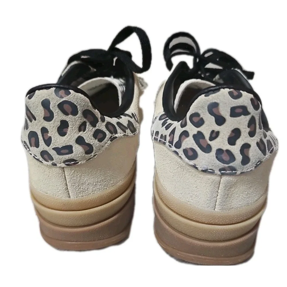 Adidas Gazelle Women Beige Leopard Print‎ Suede Low Top Sneakers Size 7